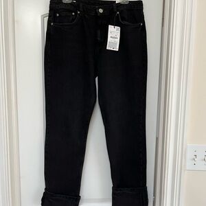 Zara folded stove pipe High Rise Black Jeans
